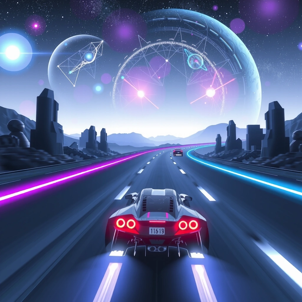 Racing Nebula game mockup